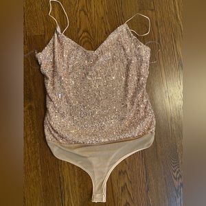 Rose gold sequin bodysuit